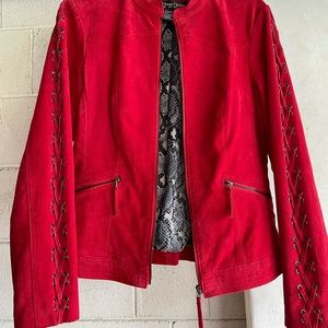 Prosper and Divine soft, red leather jacket